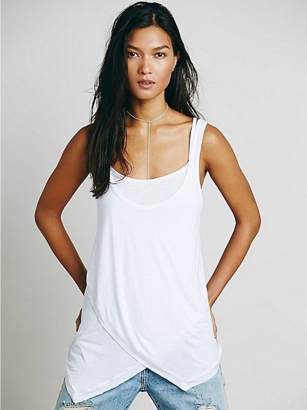 Free People White Draped Sleeveless Top